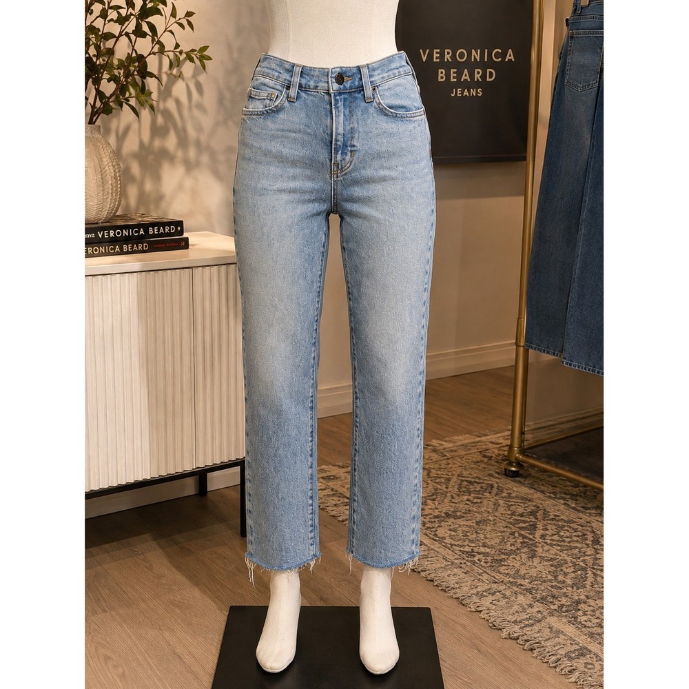 Veronica Beard High Rise Straight Leg Jeans Size 25 Raw Hem Joey